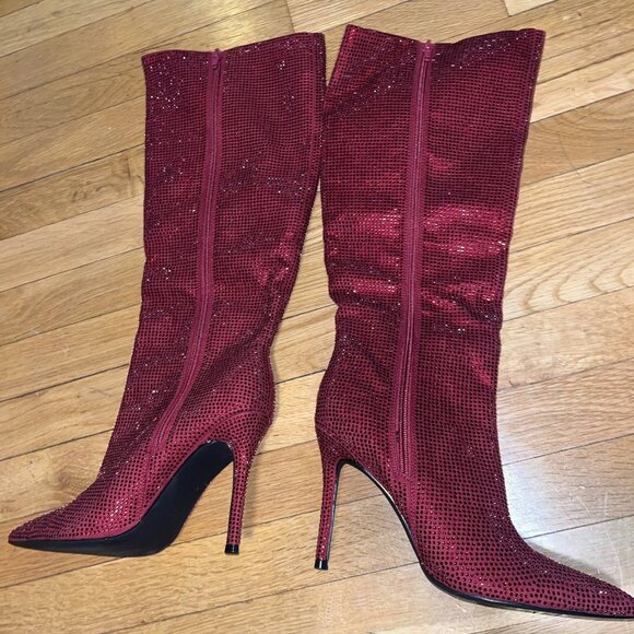 Rhinestone Burgandy High Heel Stilettos (Size 7.5) - BRAND NEW - Picture 5 of 6